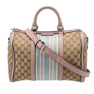 Gucci  GG Monogram Vintage Web Medium Boston Pink Blue